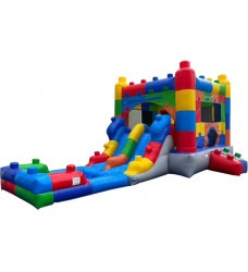 Lego bounce house and dual water slide